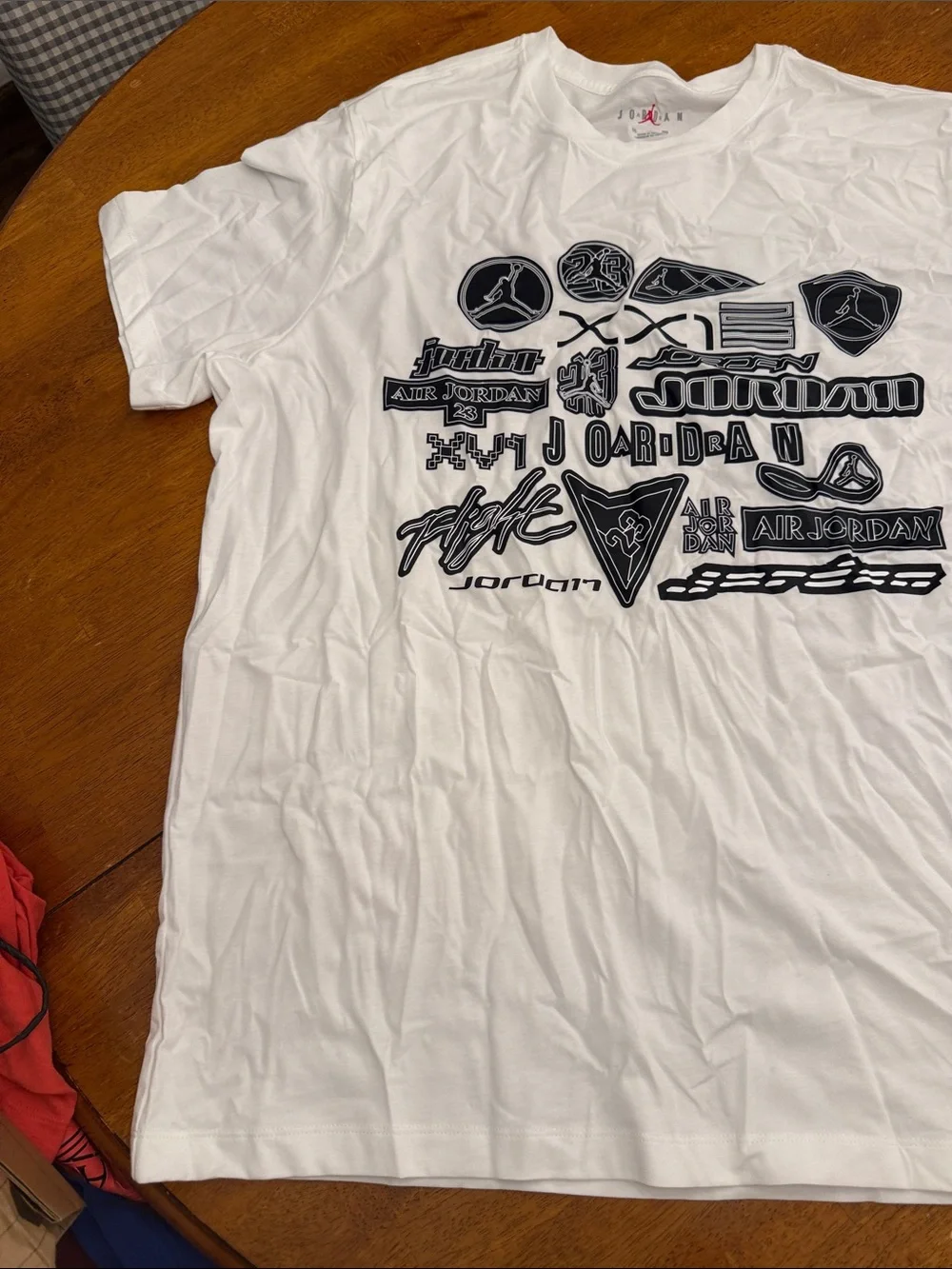 Jordan White Short Sleeve Logo Graphic Tee in Black Prints xxl